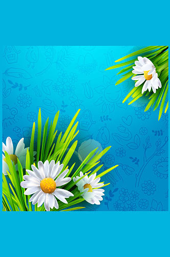 春季白色菊花花束矢量素材