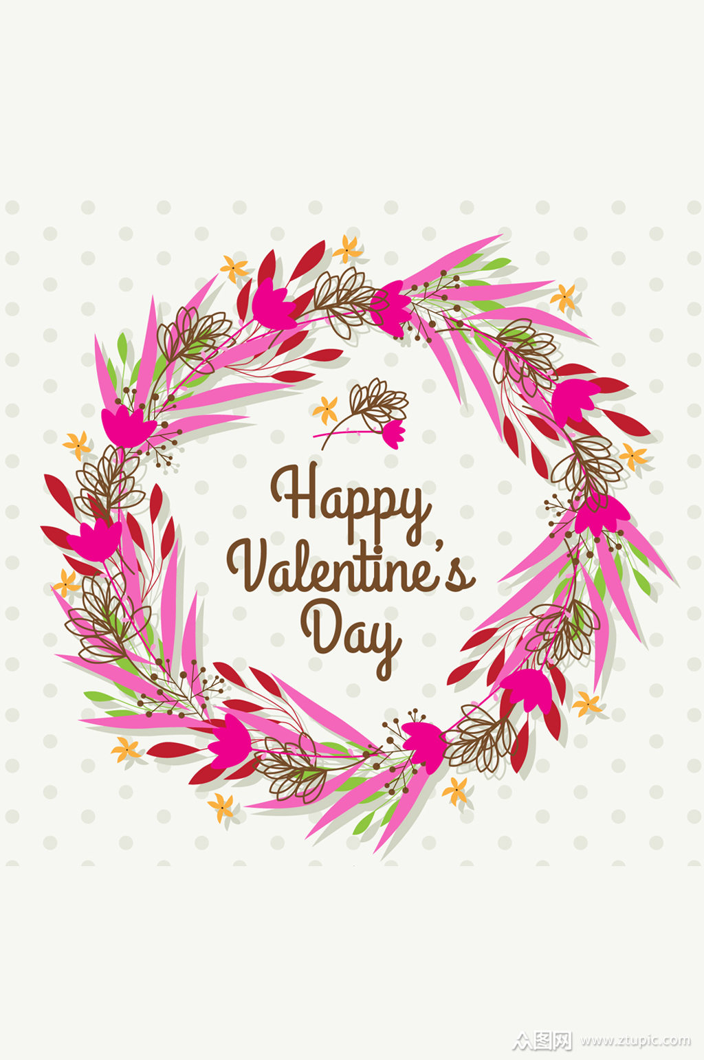 创意情人节花环矢量素材