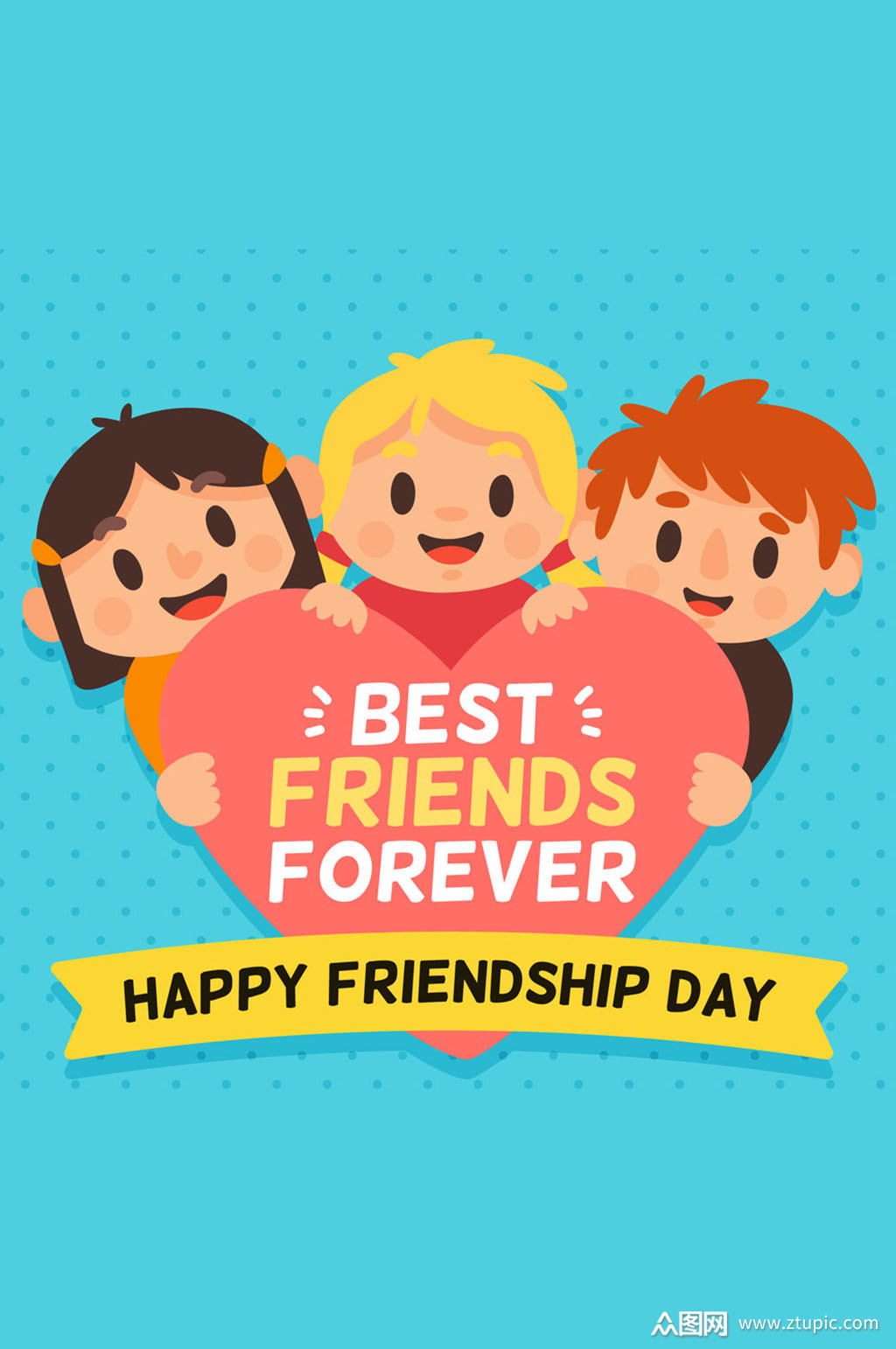 创意3个朋友和爱心矢量素材