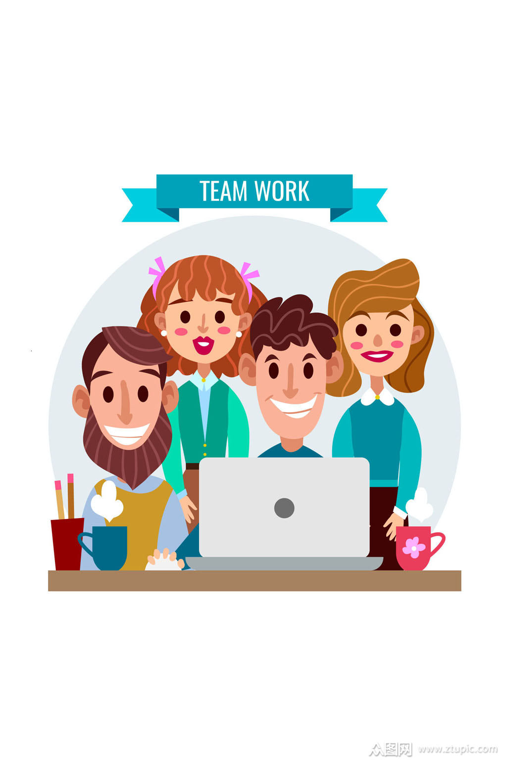 创意商务团队人物矢量素材