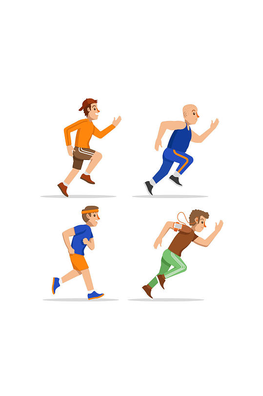 4款创意跑步健身男子矢量素材