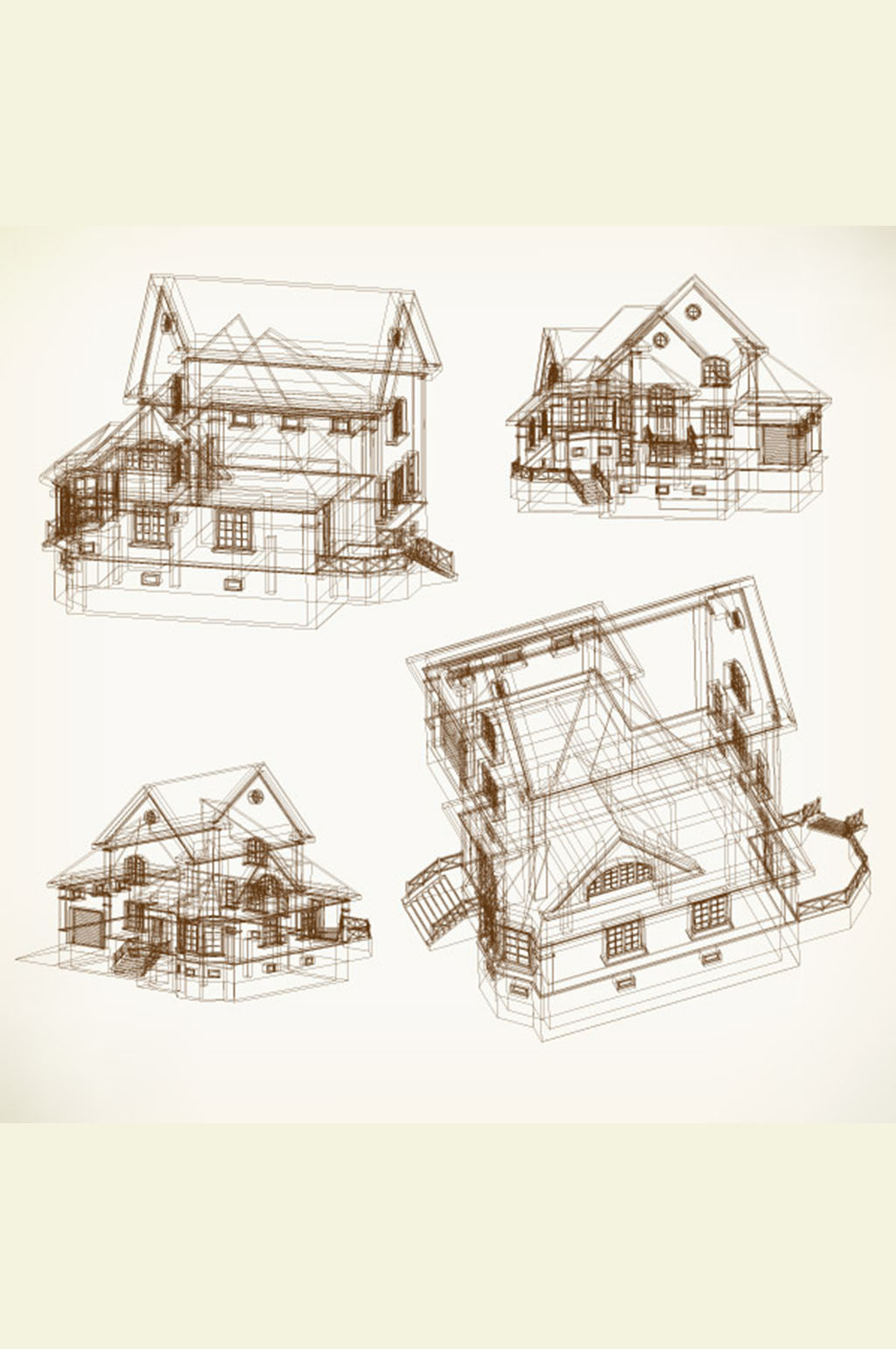房屋设计图线稿矢量素材