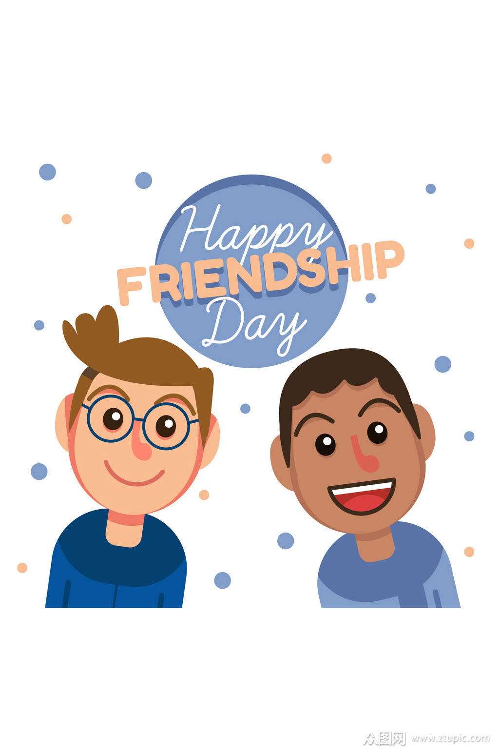 创意2个笑脸朋友矢量素材