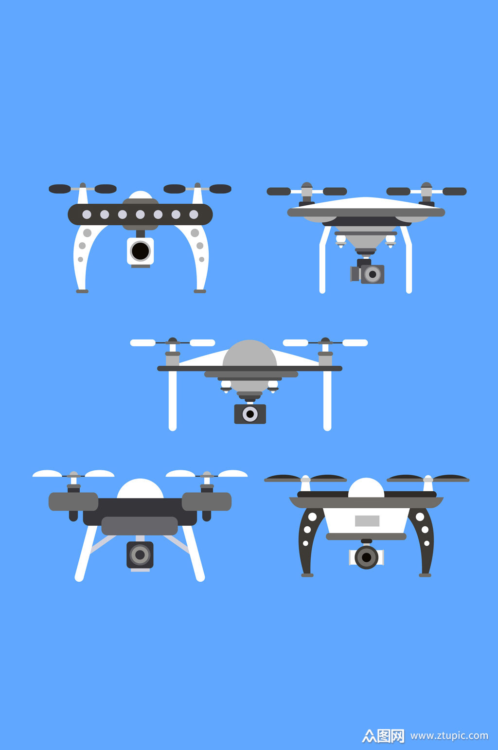 5款黑色无人机设计矢量素材_素材中国