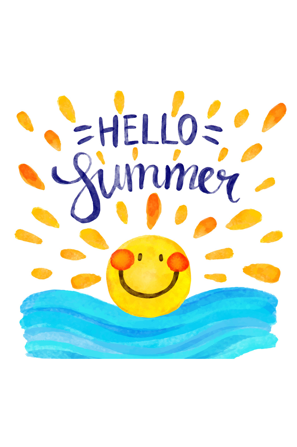 彩绘可爱夏季太阳矢量素材