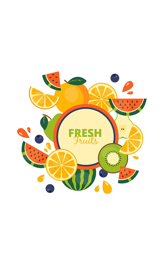 彩色新鲜水果框架矢量素材