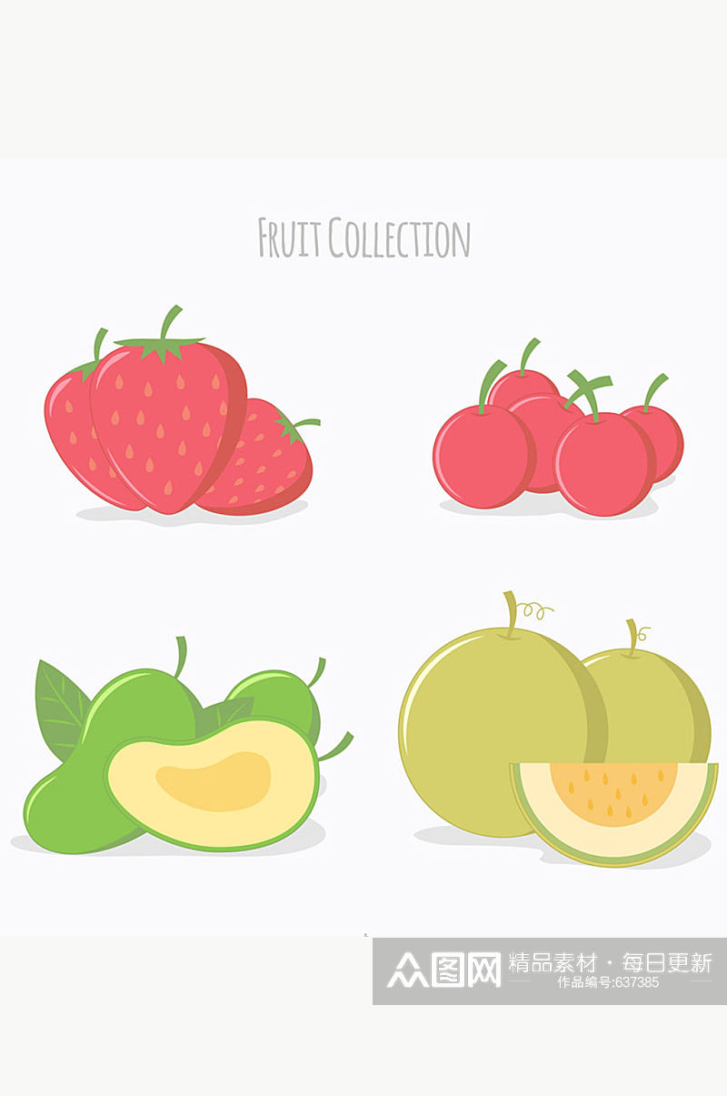 4组彩色水果设计矢量图素材