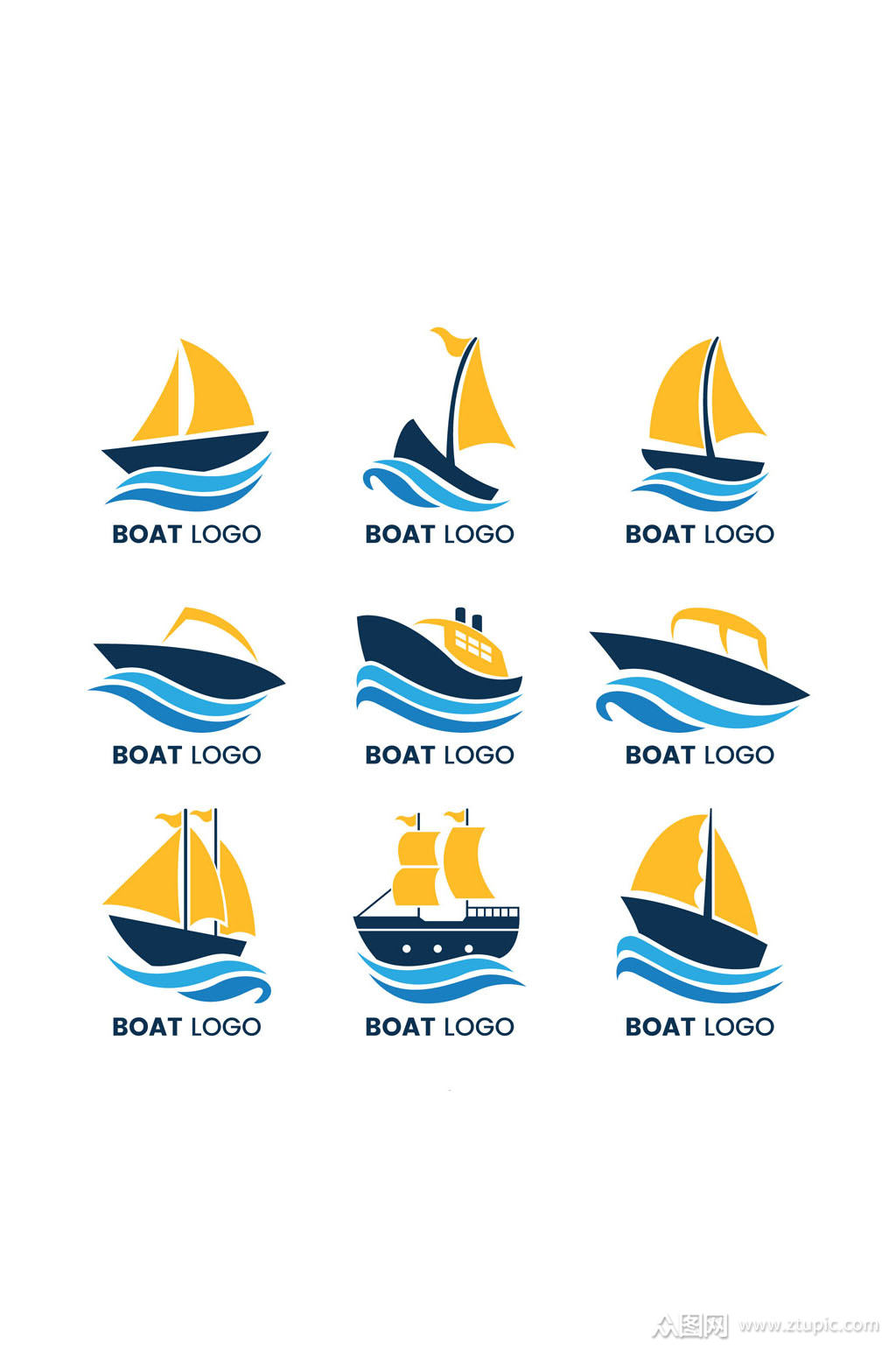 9款创意船标志矢量素材素材