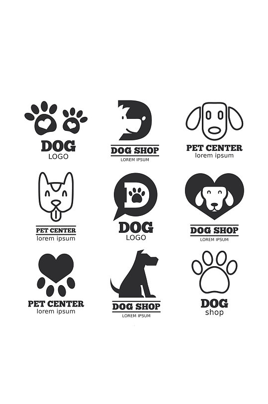 9款创意宠物狗标志矢量图