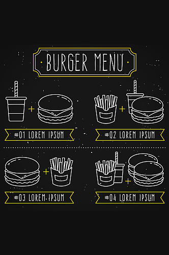 创意汉堡包黑板菜单矢量素材