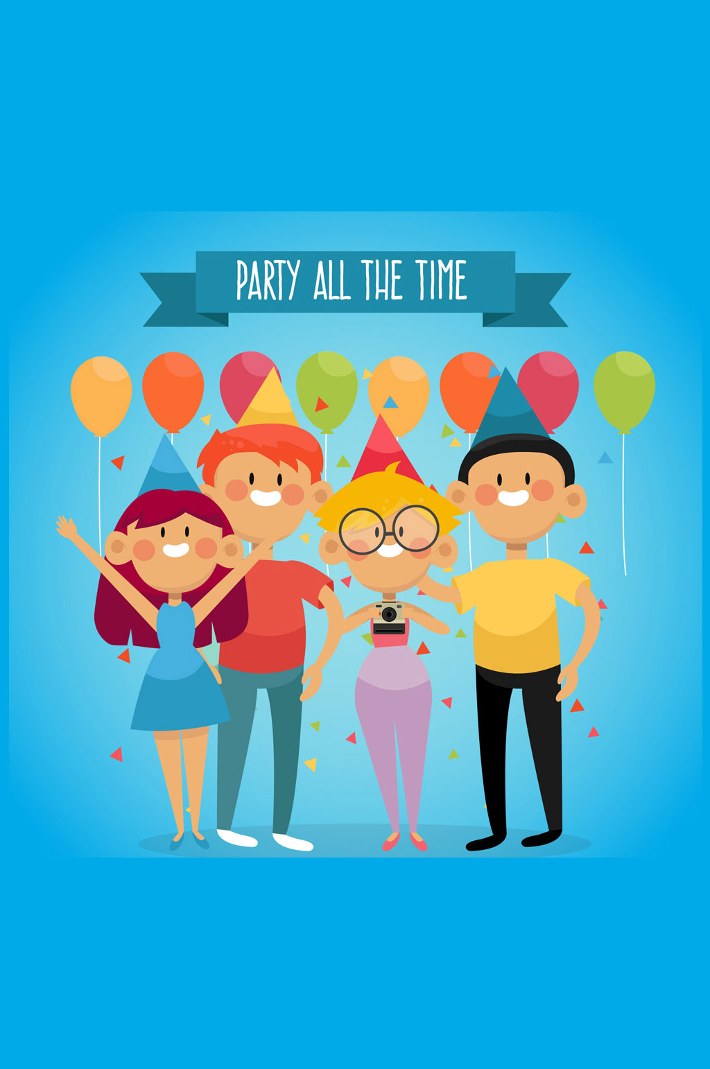 4个创意派对人物矢量素材