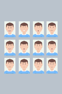 12创意男子表情头像矢量素材