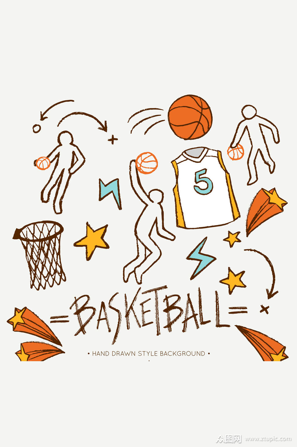 11款彩绘篮球元素矢量素材