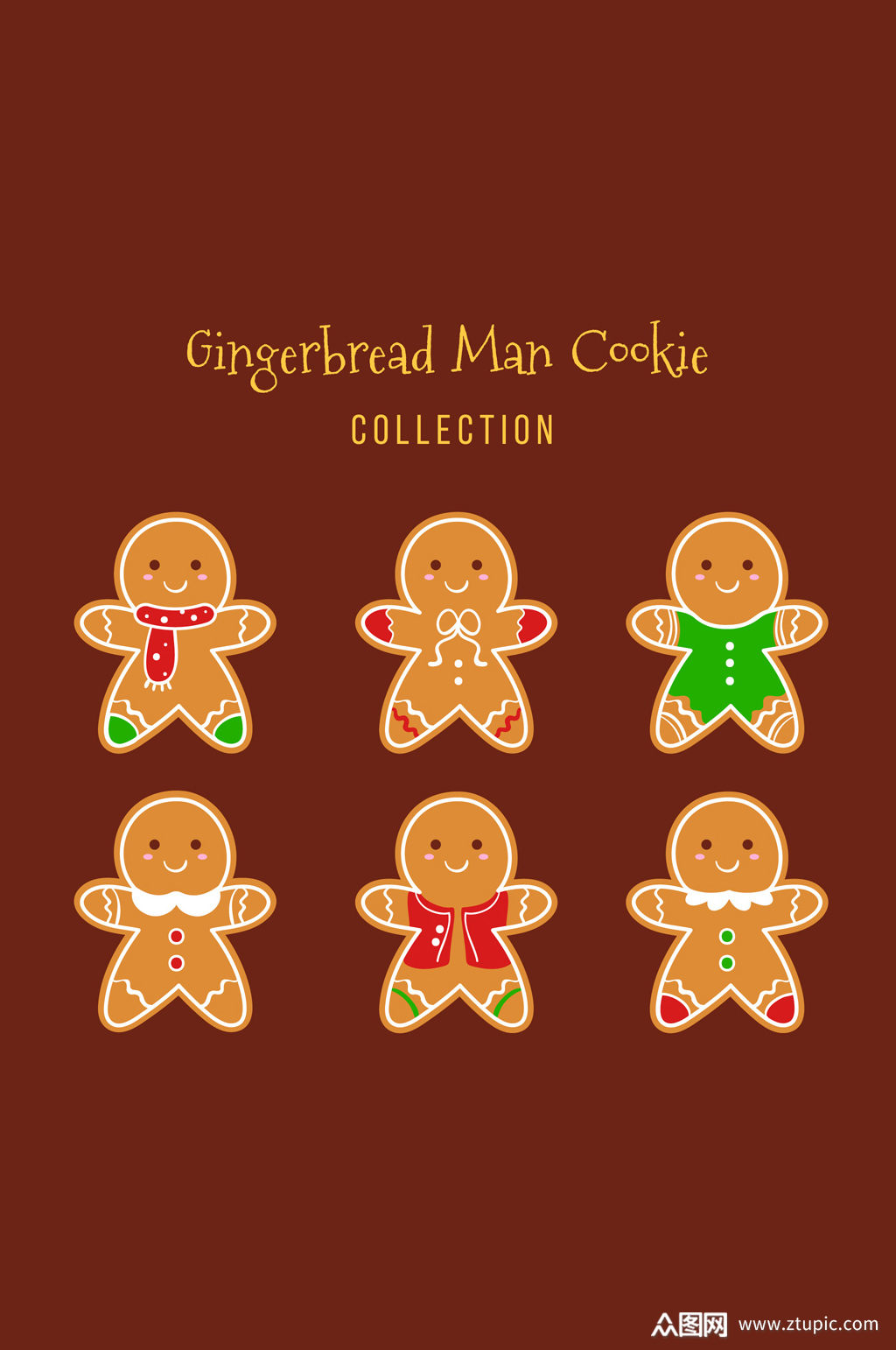 6款可爱小姜饼人矢量素材