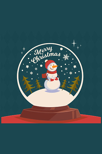 可爱圣诞节雪人雪花玻璃球矢量素材