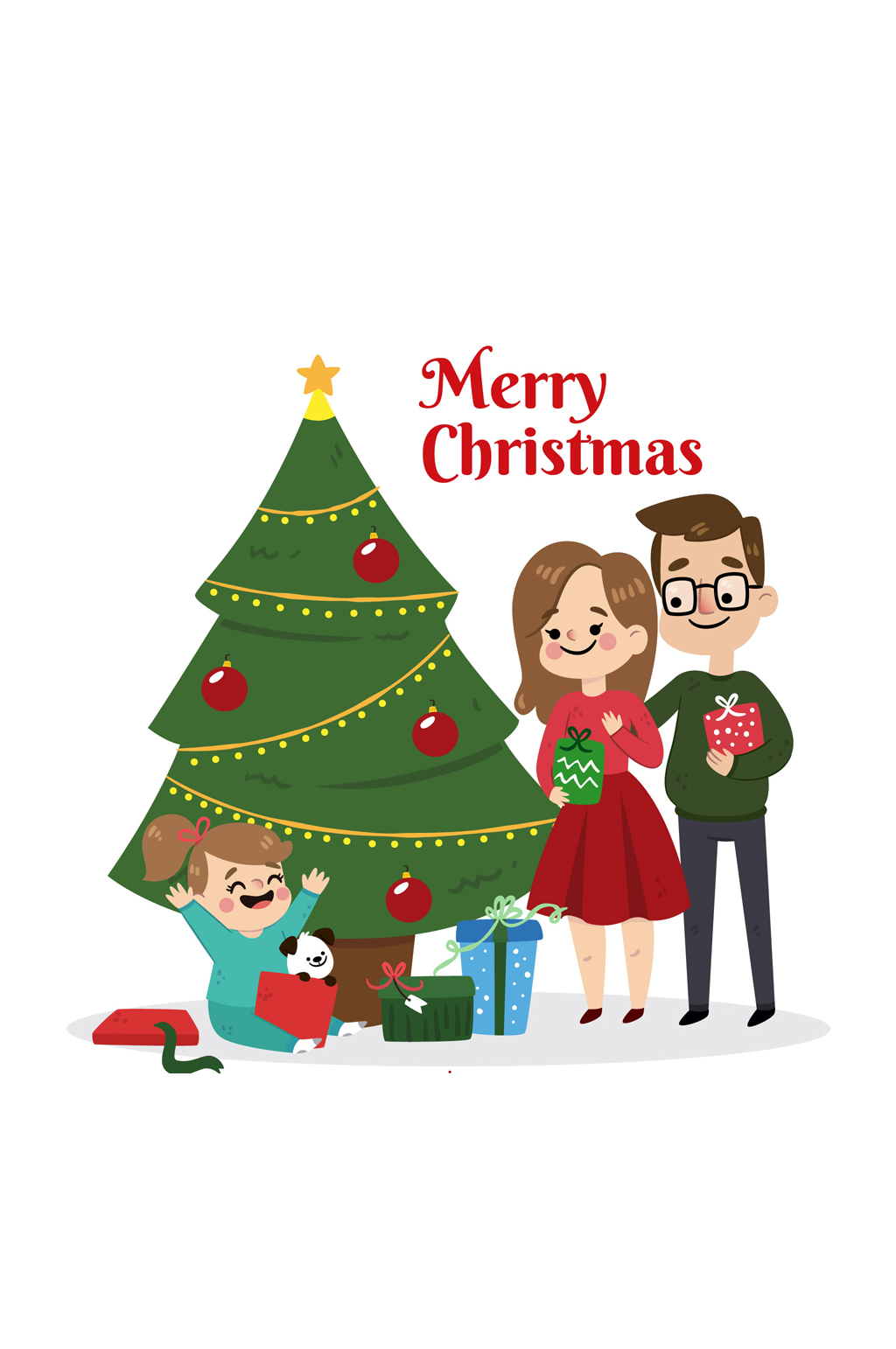 可爱圣诞节三口之家矢量素材
