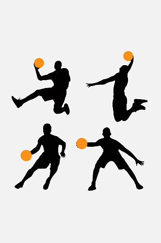 4款创意篮球人物剪影矢量素材