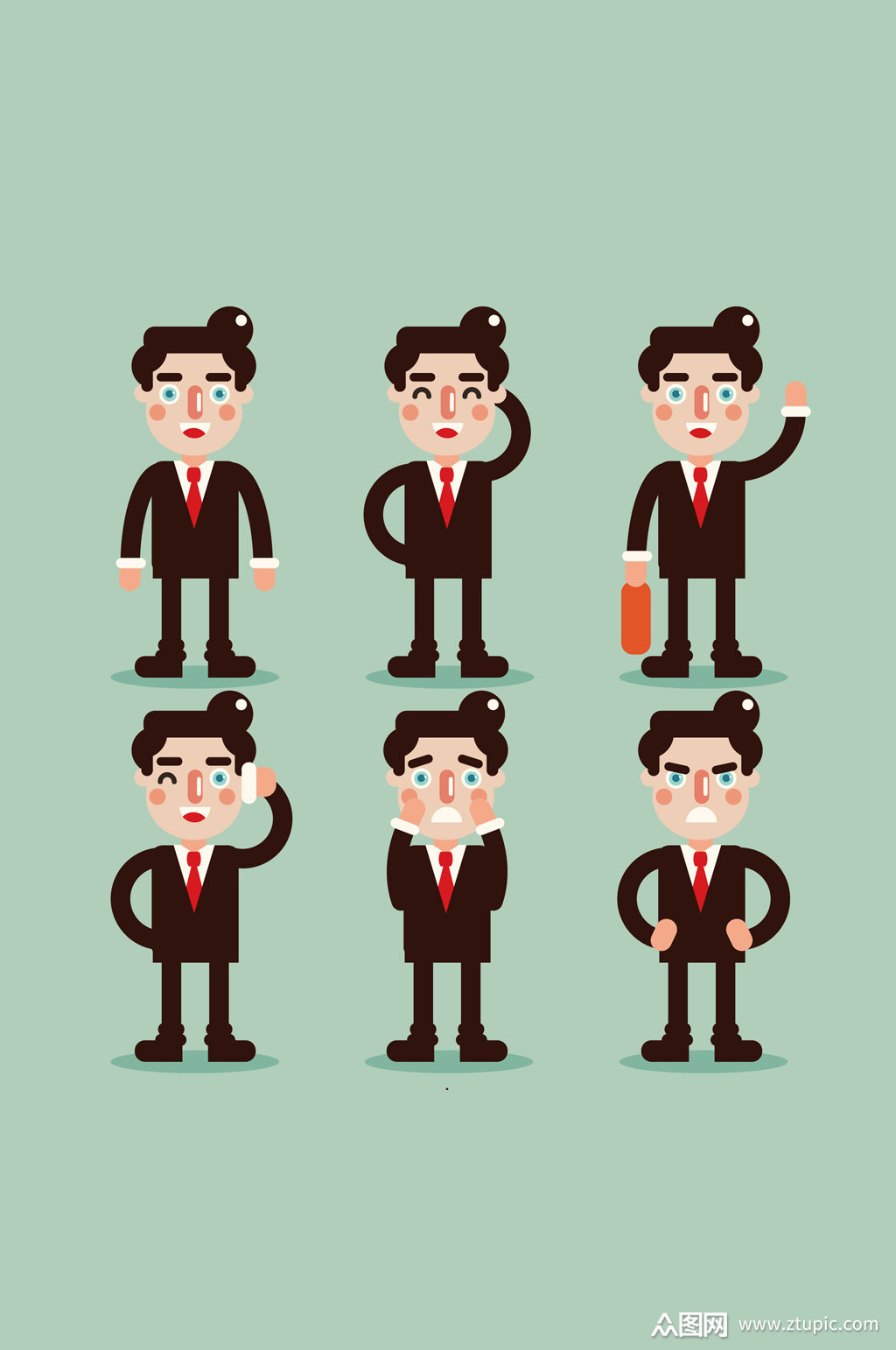 6款创意商务男子矢量素材
