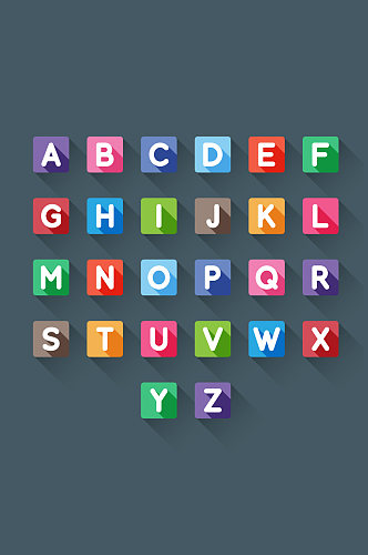 26个方形大写字母矢量素材