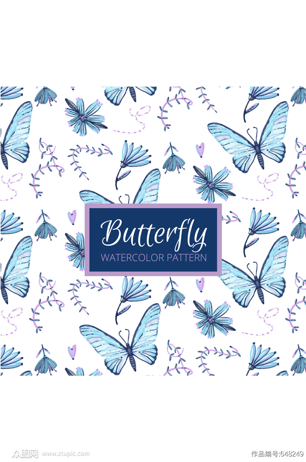 蓝色蝴蝶和花卉无缝背景矢量图模板下载 编号6449 众图网 蓝色蝴蝶和花卉无缝背景矢量图模板下载 编号6449 众图网