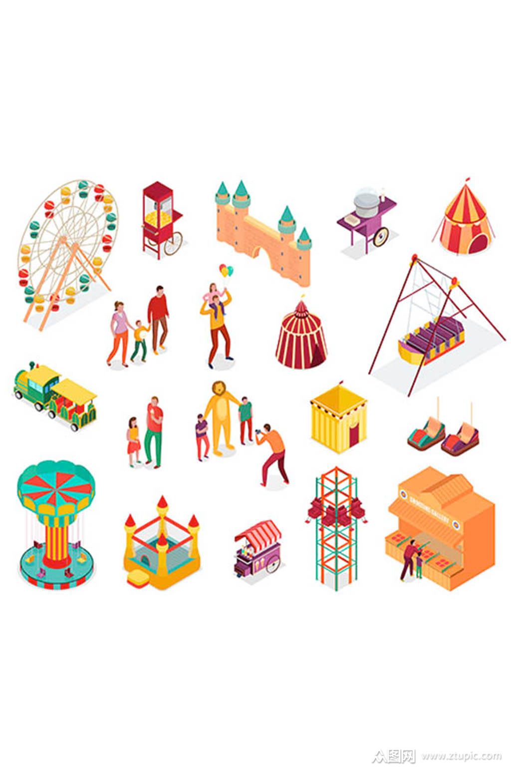 儿童乐园游乐项目矢量素材