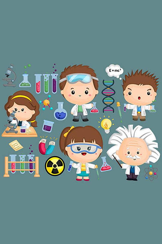 做实验的孩子矢量素材-众图网