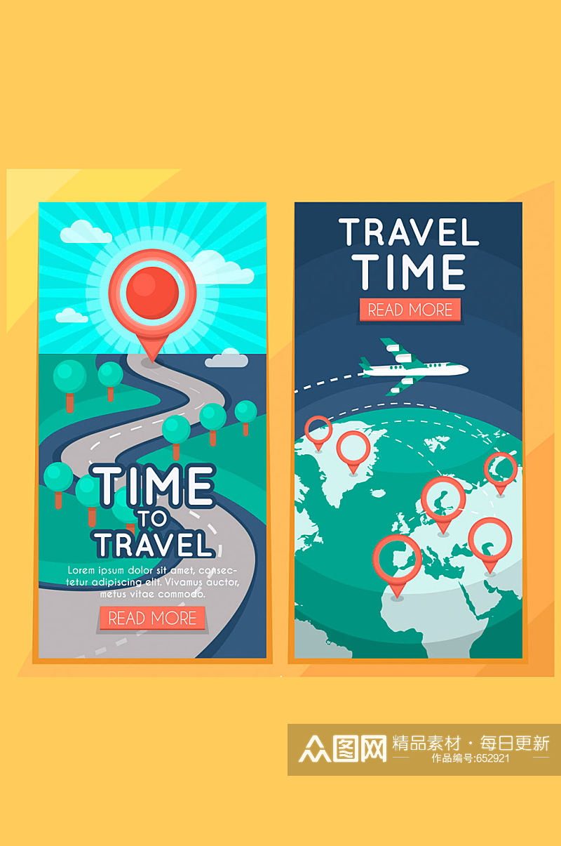 2款创意旅行时间banner矢量素材素材