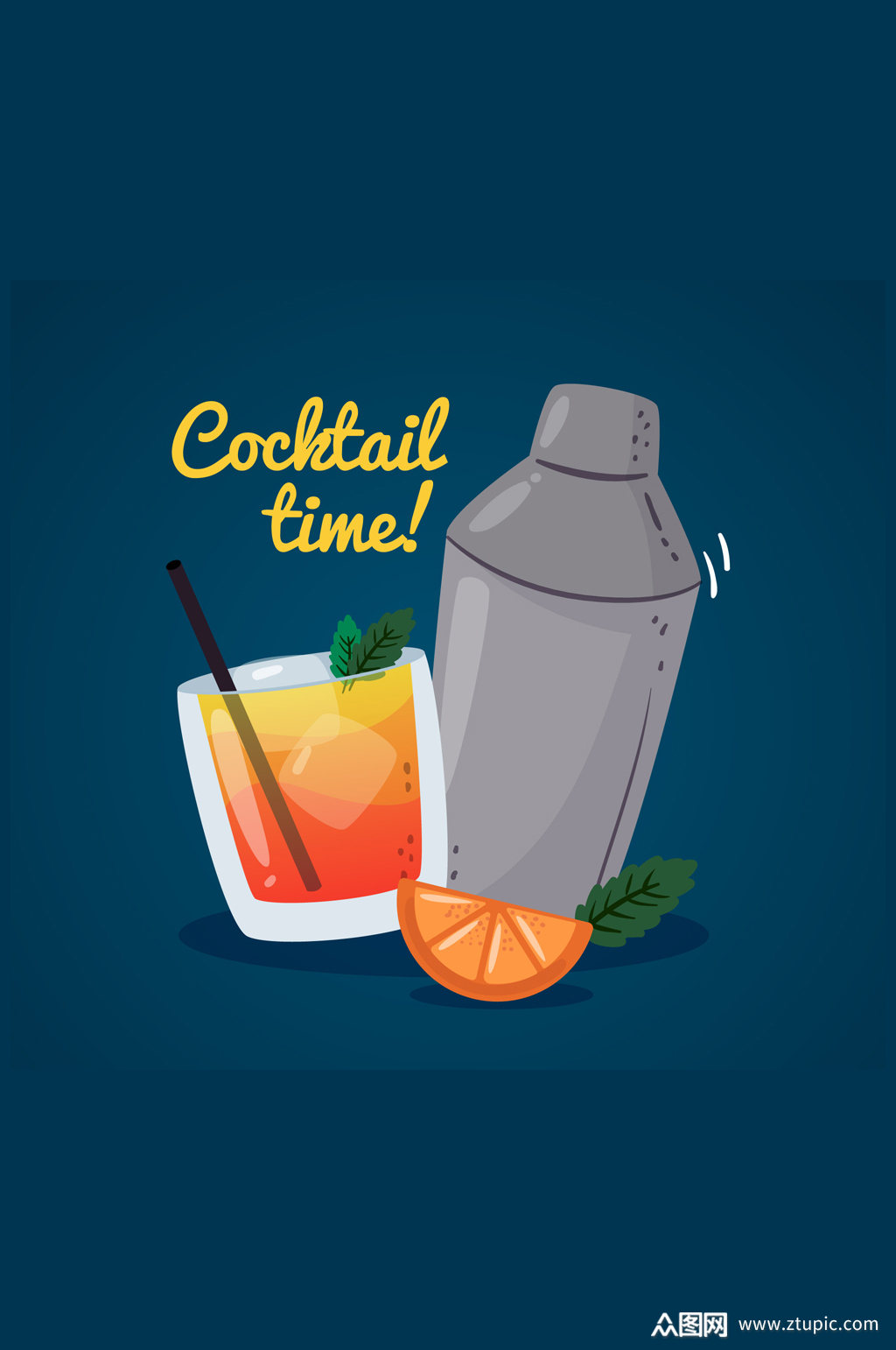 卡通鸡尾酒和调酒器矢量素材