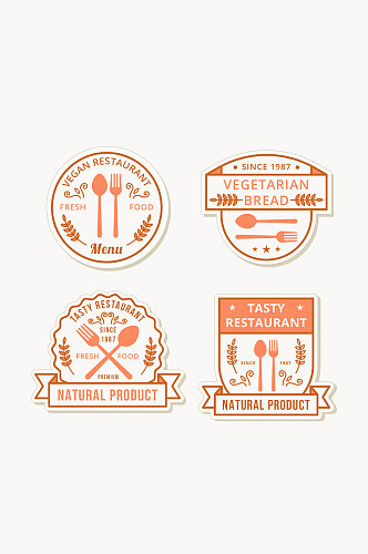 4款创意餐厅标签矢量素材