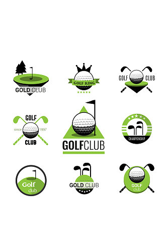 9款精致高尔夫俱乐部标签矢量图