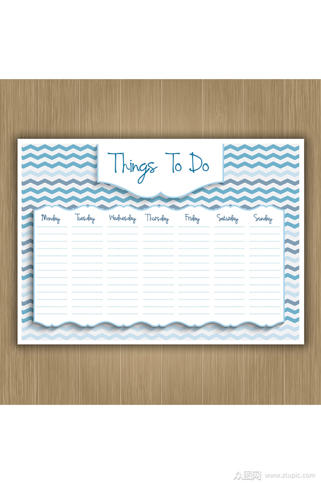 空白一星期计划表矢量素材模板下载-编号655102-众图网