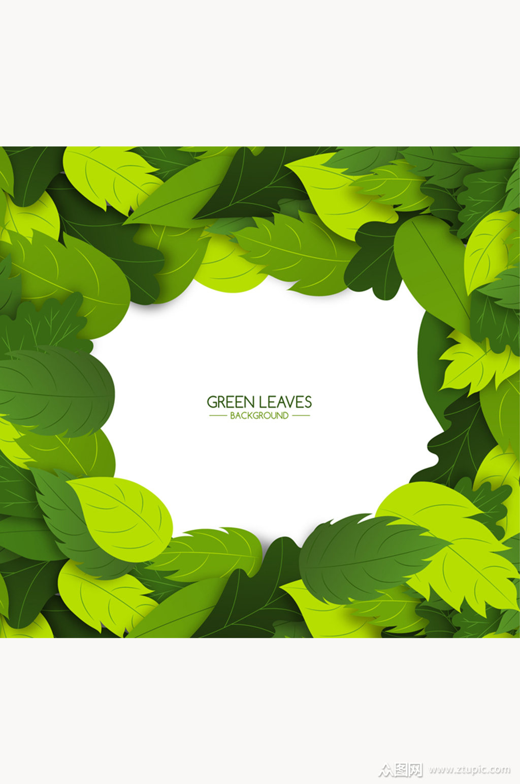 质感绿叶边框背景矢量素材素材