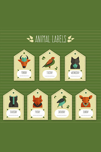 7款创意动物吊牌标签矢量素材
