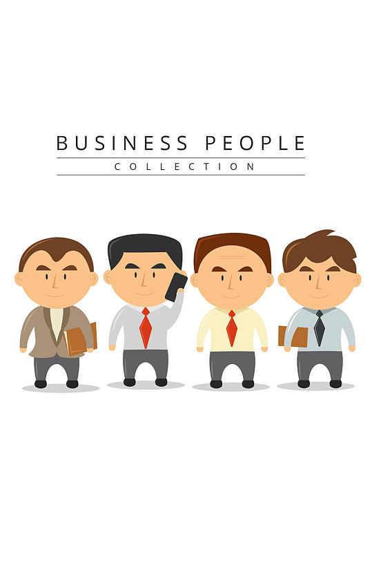 4款卡通大头商务男子矢量素材