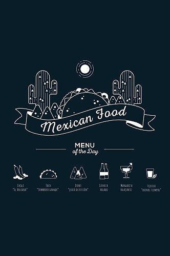 创意墨西哥食物菜单矢量图