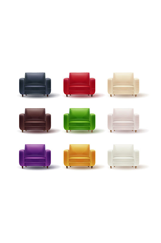 9款彩色单人沙发矢量素材