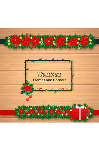 3款精美圣诞节框架和花边矢量图