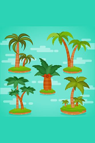 5款绿色棕榈树矢量素材