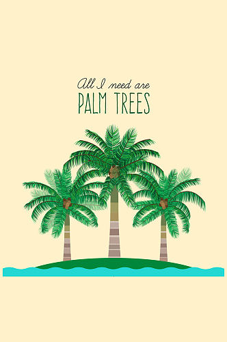 创意岛屿上的3棵棕榈树矢量素材