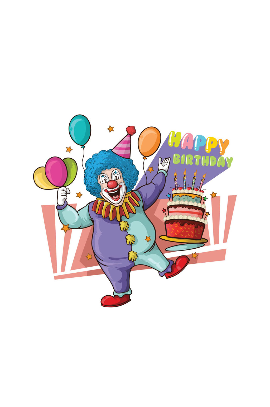 彩绘生日派对小丑矢量素材