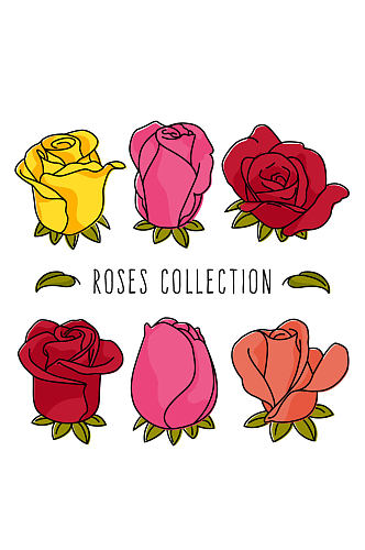 6款彩色玫瑰花设计矢量素材
