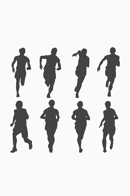 8款动感赛跑人物剪影矢量素材-众图网