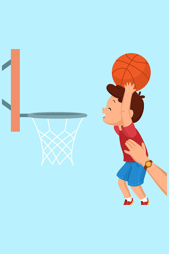 创意被举着投篮的男孩矢量素材