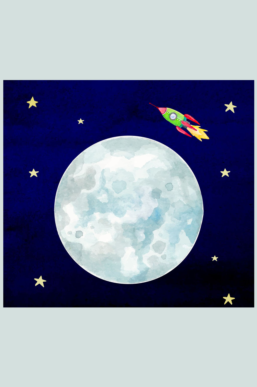 太空月球简笔画彩色图片