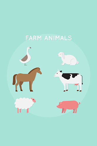 6款创意农场动物矢量素材