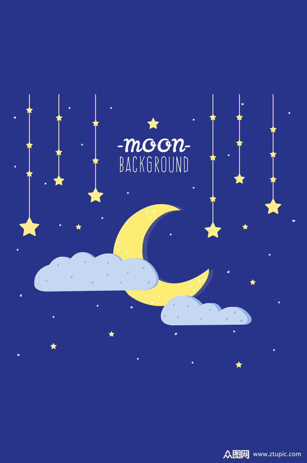 卡通夜晚星星和月亮矢量素材