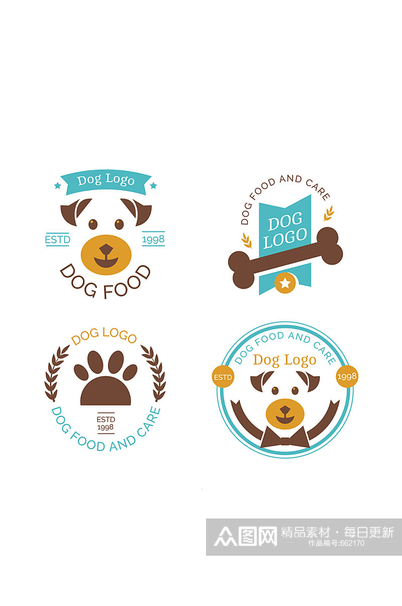 4款创意宠物狗商务标志矢量图素材