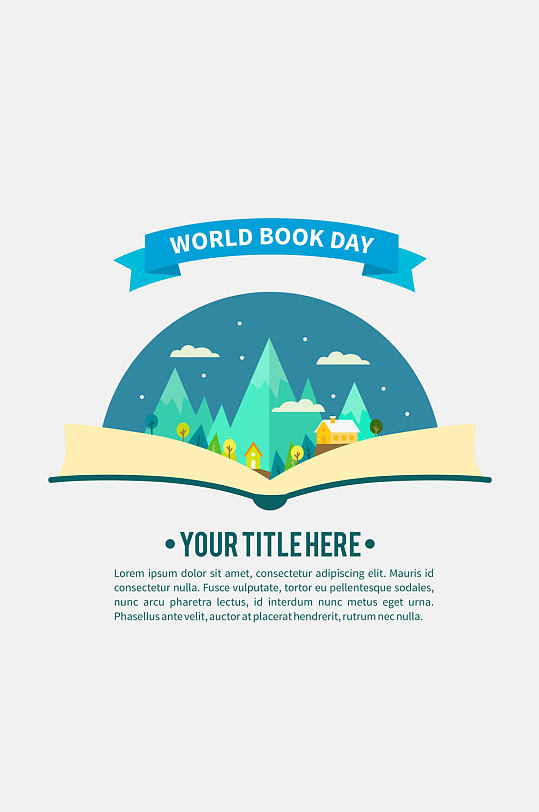 创意世界图书日打开的书本世界矢量图