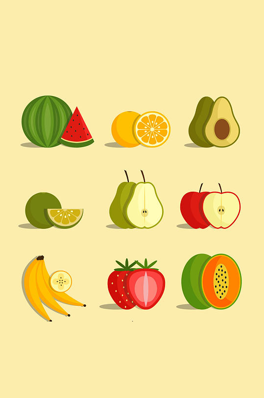 9组彩色水果设计矢量素材