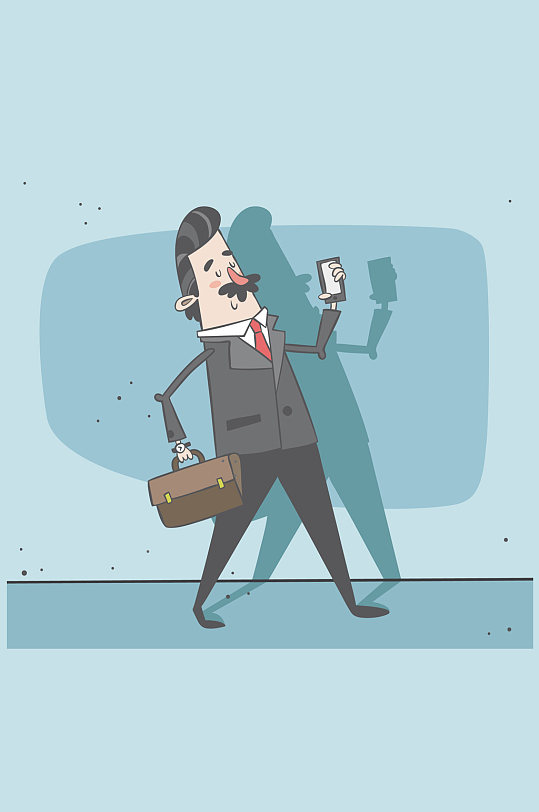 创意步行上班的商务男子矢量图